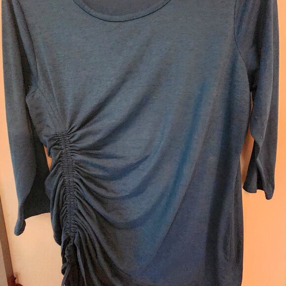 BOBBIE BROOKS Womens Teal Ruched 3/4 Sleeve Tunic Top - 1X - Picture 2 of 10